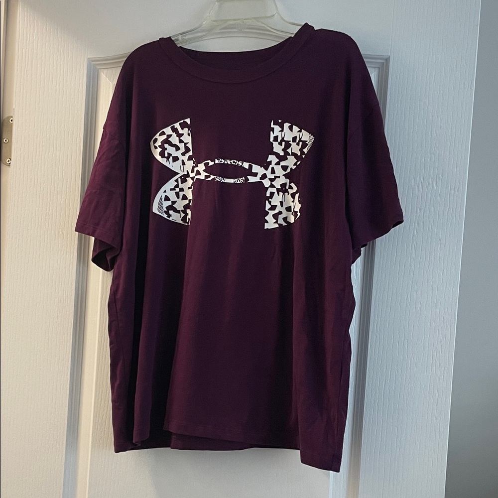 Under Armour Purple Tee with Patterned White Logo